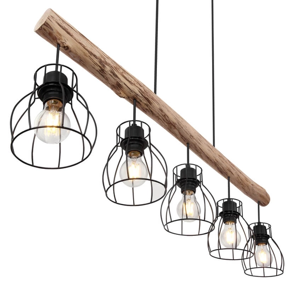 Wisząca lampa drewniana Mina 15326-5N czarna drewniana