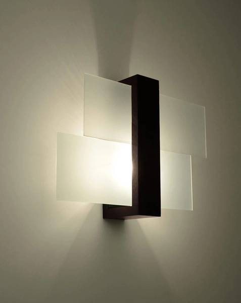 Kinkiet LAMPA ścienna SL.0075 szklana OPRAWA drewno wenge