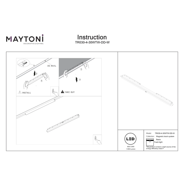 Magnetyczna lampa do szyny Basis TR030-4-30WTW-DD-W LED 30W 2700-6000K biała