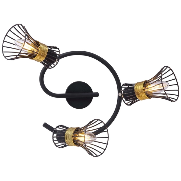 LAMPA sufitowa PURRA 54814-3 Globo metalowa OPRAWA plafon rustykalne klatki druciane czarne złote