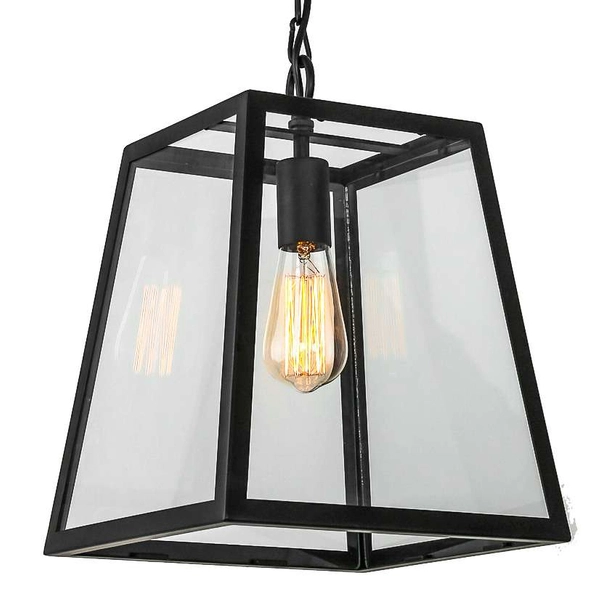 LAMPA wisząca LAVERNO MD-102821-1-B Italux industrialna OPRAWA zwis KLATKA na łańcuchu czarna przezroczysta