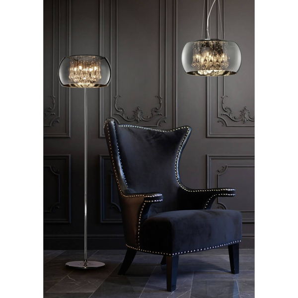 Zwisająca lampa VAPORE 311210506 Trio owalna kryształy srebrny