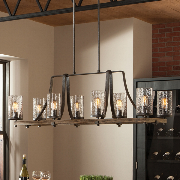 Lampa wisząca podłużna QN-ANGELO8-ISLE drewniana czarna