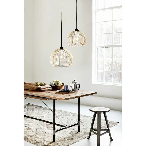 Drewniana lampa wisząca Chino 84823014 do jadalni beżowy