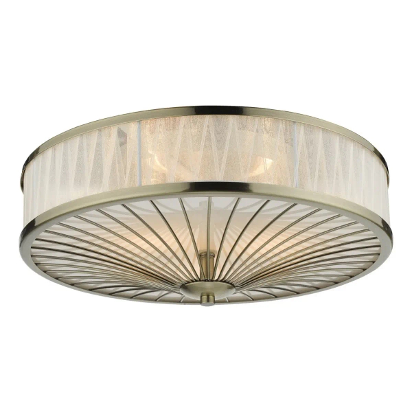 Antyczna lampa sufitowa Oslo OSL5075 okrągła kość słoniowa mosiądz