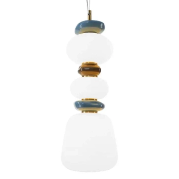 Wisząca lampa do salonu ceramika Evans PND-94981V-3B-GD LED 15W 3000K biała złota