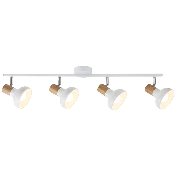 LAMPA sufitowa HOLLY 5947 Rabalux skandynawska OPRAWA metalowe reflektorki regulowane plafon na listwie drewno buk biały