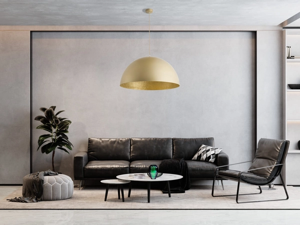 Złota lampa wisząca Sfera nowoczesna kopuła do gabinetu