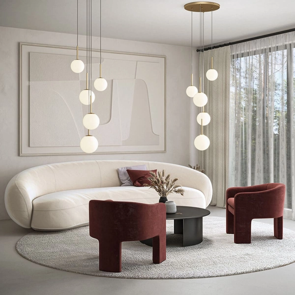 Wisząca lampa Basic Form MOD321PL-05G pięciopunktowa biała