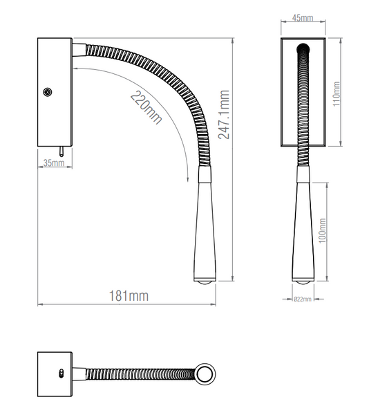 Kinkiet regulowany Madison 50606 Saxby szczotkowany chrom