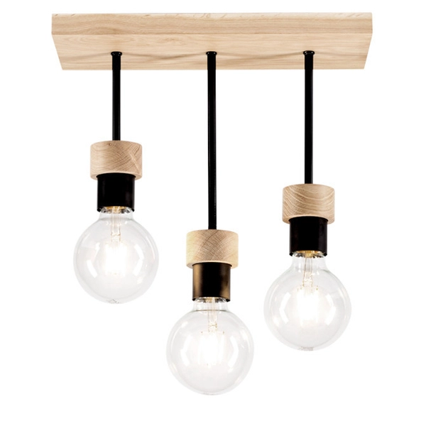 Loftowa lampa sufitowa CHANDELLE 8424374 industrialna listwa czarna drewno