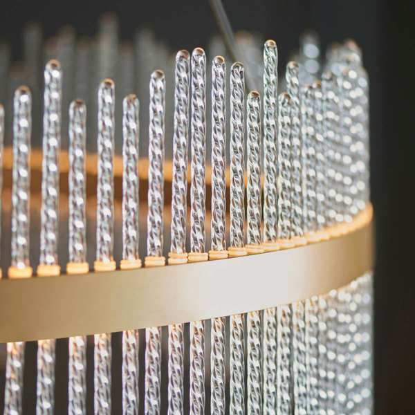 Okrągły żyrandol do salonu L&-1107672 LED 83W 3000K złoty przezroczysty