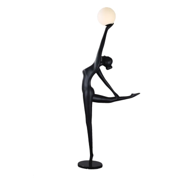 Podłogowa lampa czarna WOMAN BALLERINA 1xE27 kula biała designerska F9221