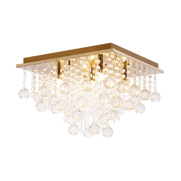 Natynkowa lampa sufitowa Rangel do sypialni crystal złota