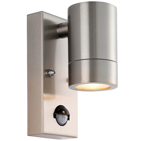 Lampa na elewację z czujnikiem ruchu Palin PIR 101351 tuba IP65 srebrna
