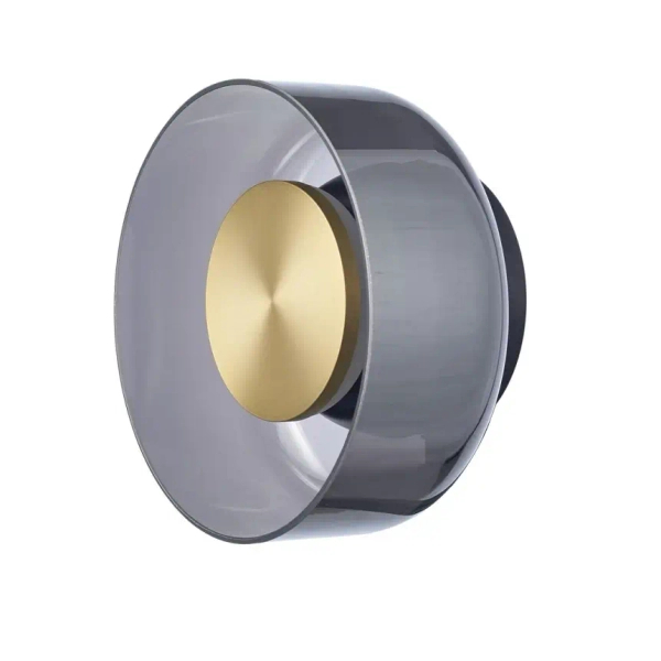 Kinkiet ścienny DONUT ST-5072W złoty dymiony metalowy szklany LED 6W na korytarz