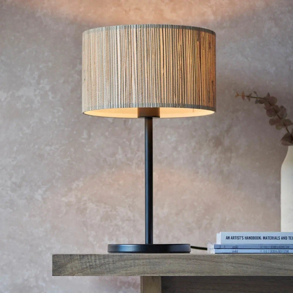 Abażurowa lampa stołowa Longshore 101693 boho beżowa czarny