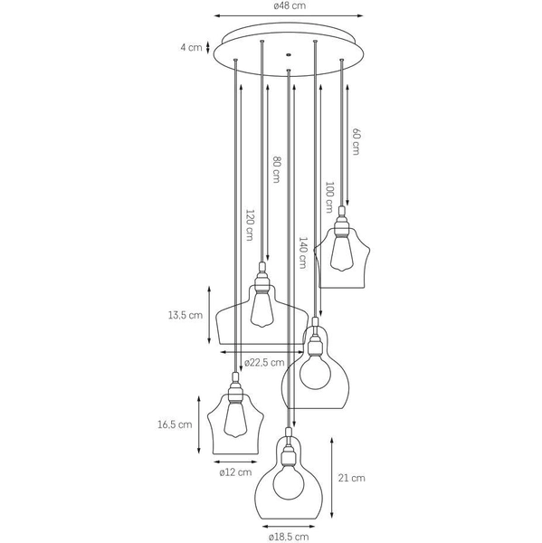 Lofrowa LAMPA wisząca LONGIS 10878505 Kaspa szklana OPRAWA skandynawski ZWIS kaskada złota przezroczysta czarna