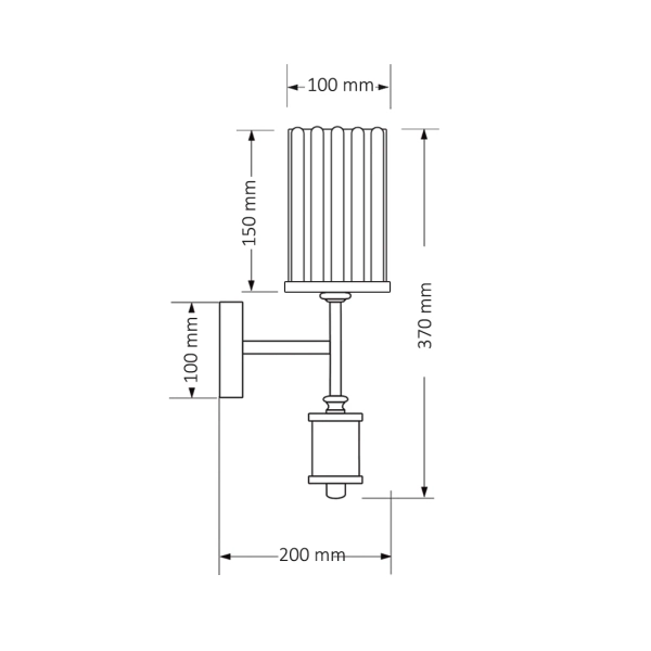 Ryflowany kinkiet ścienny Artu Ryfel ART-K-1 (N) R szklana tuba nikiel