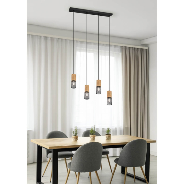 Loftowa lampa wisząca Tosh 304300432 metalowa czarna brązowa