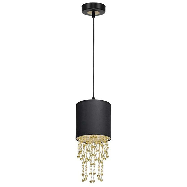 Glamour LAMPA wisząca ALMERIA MLP6439 Milagro okrągła OPRAWA materiałowy ZWIS kryształki crystals czarne