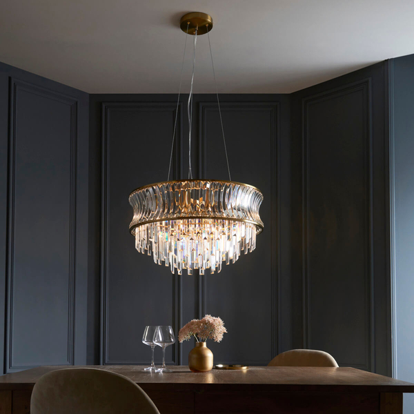Wisząca lampa glamour L&-1107785 szklana mosiądz przezroczysty