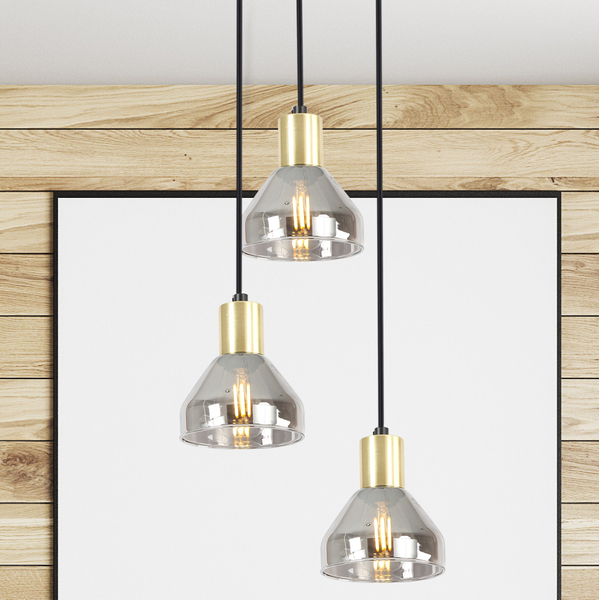 Lampa wisząca GREGORY 33-78995 szklana loftowy zwis kaskada przydymiona