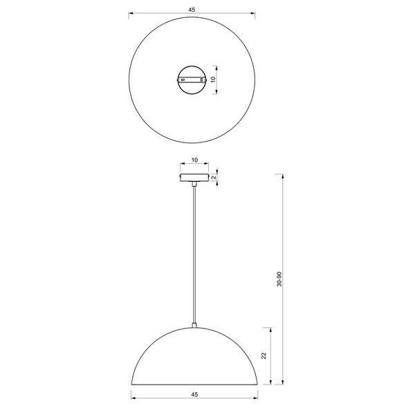 Metalowa lampa wisząca Beta kopuła nad stół biała złota