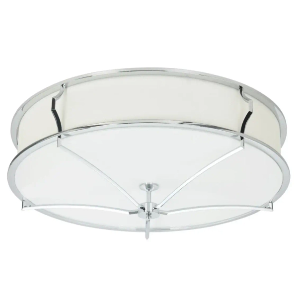 Sufitowa LAMPA abażurowa Stesso PL Cromo M Orlicki Design okrągła OPRAWA plafon w stylu klasycznym biały kremowy
