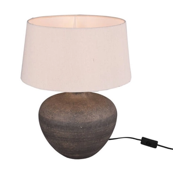 Abażurowa lampa stołowa LOU R50963844 ceramiczna brązowa beżowa