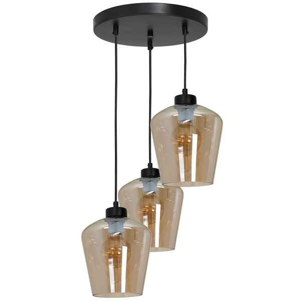 Skandynawska LAMPA wisząca SANTIAGO MLP6613 Milagro loftowa OPRAWA szklany ZWIS kaskada czarna bursztynowa