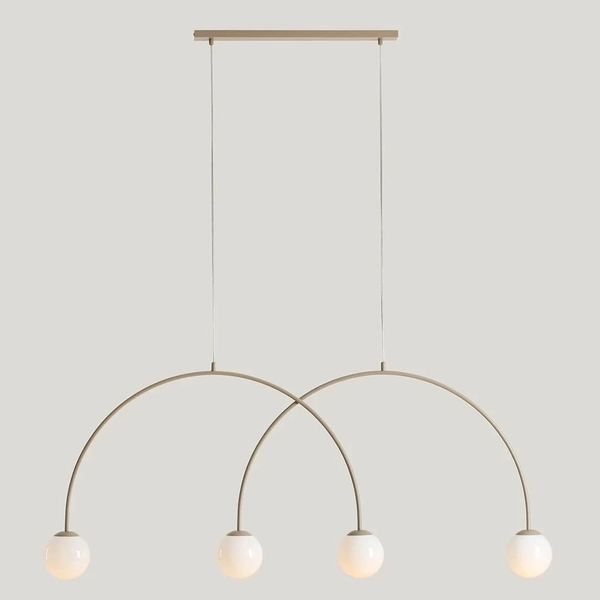 Szklana lampa wisząca Una 1116L17_L kulista łuk wielopunktowa metal beżowa