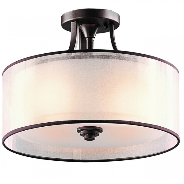 Plafon LAMPA sufitowa Lacey KL-LACEY-SF-MB Elstead KICHLER szklana OPRAWA okrągła retro brązowa biała