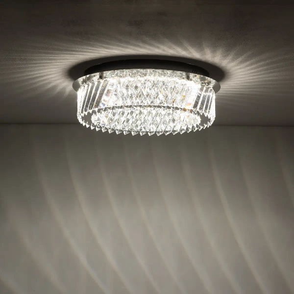 Sufitowa lampa do sypialni LUXORA 11708 LED 20W 3000K crystals nikiel