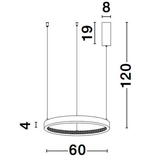 Wisząca LAMPA glamour MORON LE41723 Luces Exclusivas metalowa OPRAWA pierścień ZWIS LED 37W 3000K z krysztakami czarny