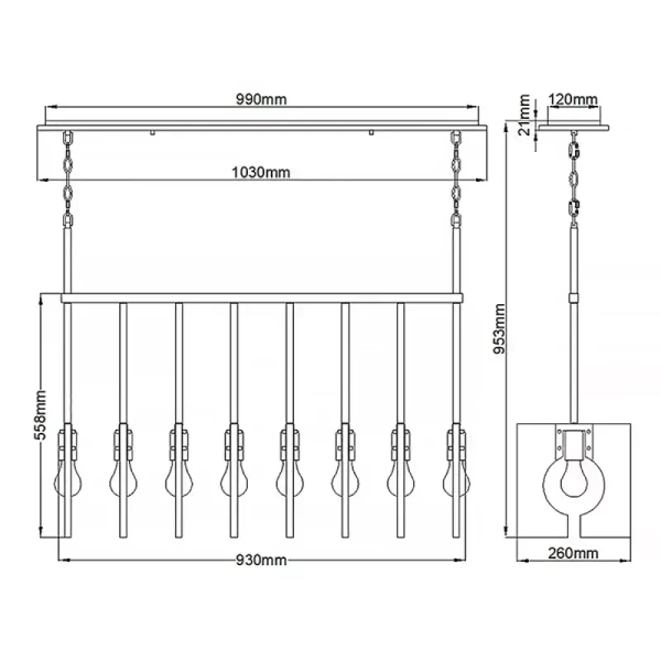 Lampa wisząca na łańcuchu LUDLOW QN-LUDLOW8-PN polerowany nikiel