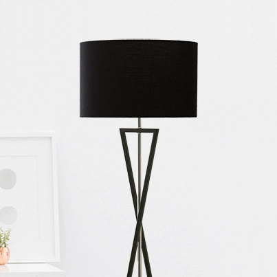 LAMPA podłogowa SANDGLASS FSG-B-E27 Abigali stojąca OPRAWA abażurowa czarna