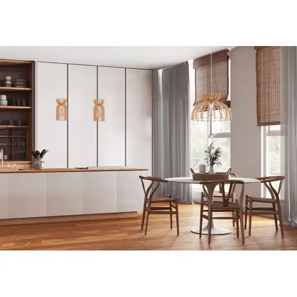 Lampa wisząca Kymi C 10572 Nowodvorski klatka nad stół drewniana