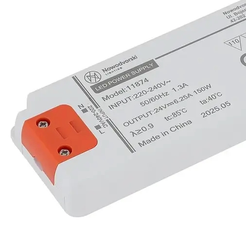 Zasilacz do szyn 1-obwodowych 150W 24V 11874 biały