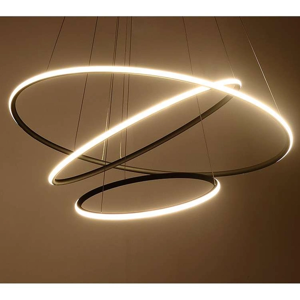 Okrągła LAMPA wisząca SLIM/000022/3000/B MDECO metalowa OPRAWA zwis LED 93W 3000K pierścienie czarne