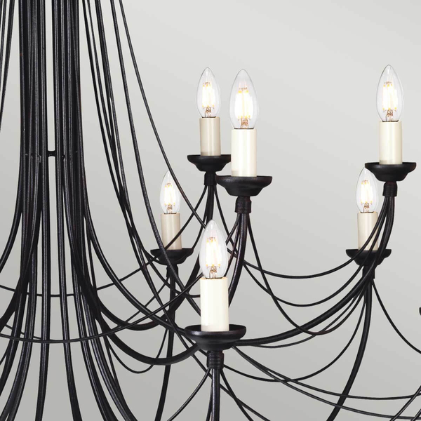 Świecznikowy żyrandol Carisbrooke CB18-BLACK Elstead metalowy czarny