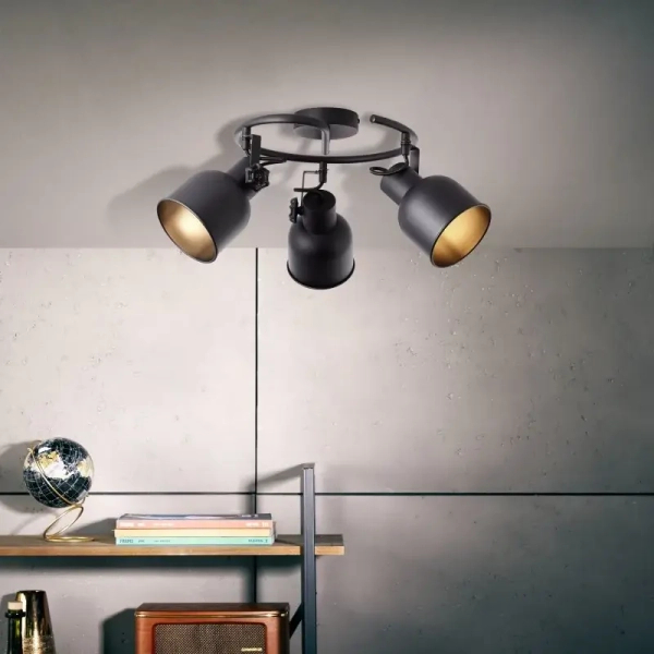 Regulowana lampa sufitowa Rolet 49633/76 reflektorki czarne złote