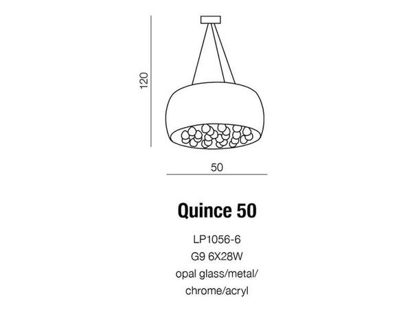 Wisząca lampa salonowa Quince do salonu biała crystals