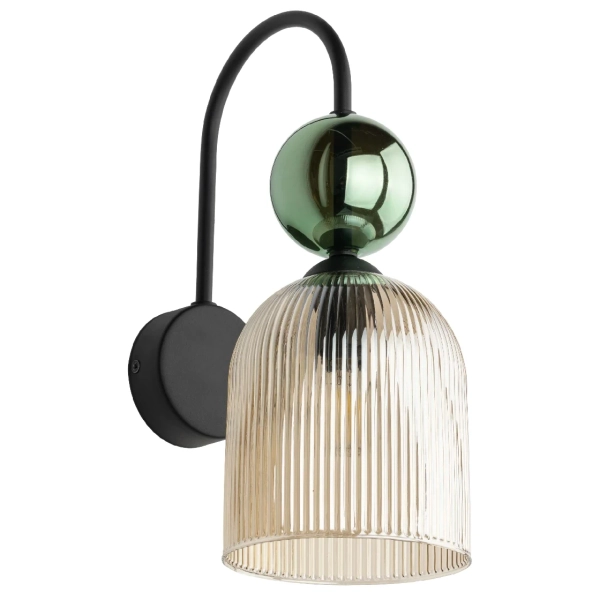 Szklana nocna lampa ścienna Sophia Cognac 11143 żebrowana zielony