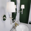 Ścienna LAMPA abażurowa SIENA  W01315WH NI Cosmolight klasyczny kinkiet z kryształkami do przedpokoju biały