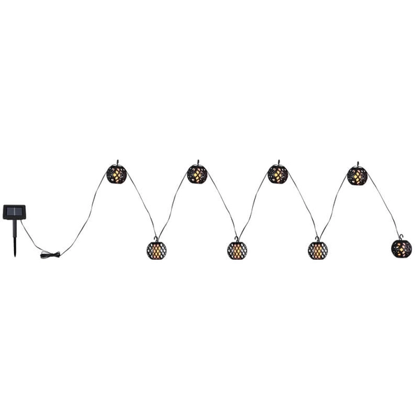 Łańcuch solarny z efektem ognia 4,1m 8 LED czarny ciepła