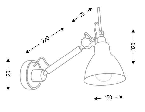 Kinkiet LAMPA ścienna DAISEN 4481 Shilo regulowana OPRAWA metalowa czarna