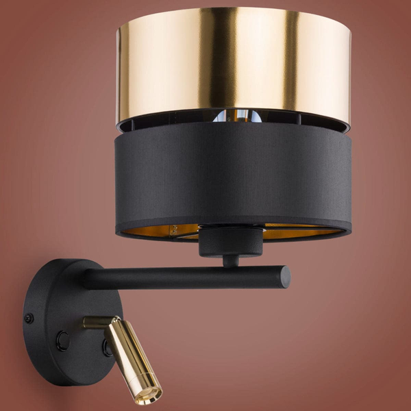 Kinkiet ścienny Hilton 2579 TK Lighting abażur z tkaniny czarny złoty