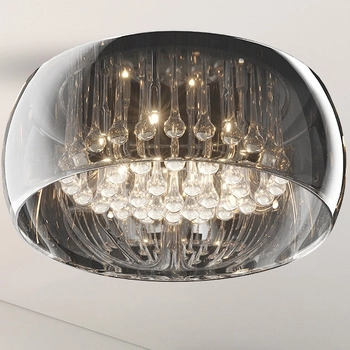 Plafon LAMPA sufitowa CRYSTAL C0076-06X-F4FZ Zumaline szklana OPRAWA z kryształkami krople deszcz chrom