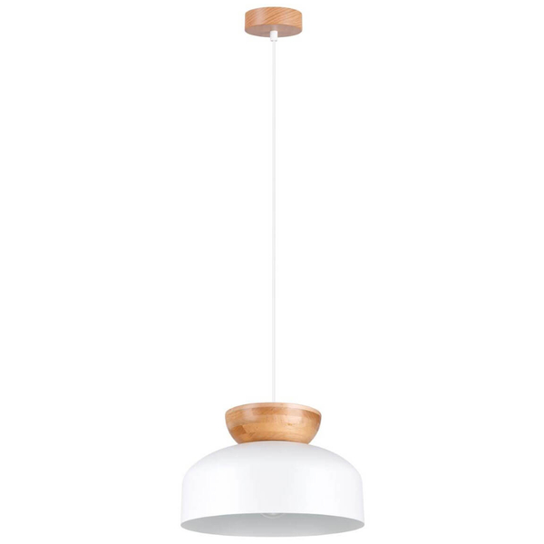 Wisząca lampa nad stół Marion SL.1350 kopuła kuchenna drewniana biała